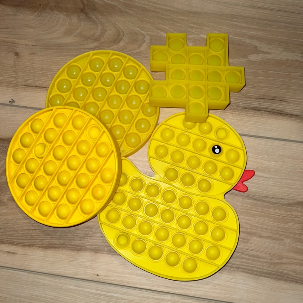 4 Piece Bundle Yellow Pop It Fidgets
